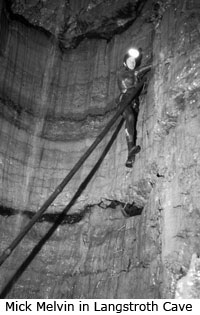 Mick Melvin maypoling in Langstroth Cave