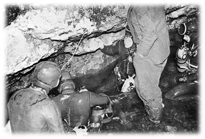 Divers at Malham Cove 1966