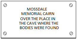 Plaque on the Mossdale Memorial Cairn
